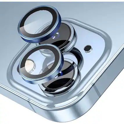 Front. Entronix - Entronix Luxury Metal Camera Lens Protector for iPhone 16/16 Plus - Blue.