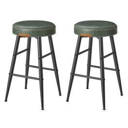 Songmics Home - Bar Stools Set of 2, Counter Height Bar Stools, Kitchen Counter Stools, Mid-Century Modern Backless Counter Stools - Forest