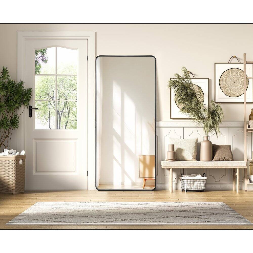 Alt View 7. Elegant Decor - Contour Metal Rectangle Mirror 32x72 in Black - Black.