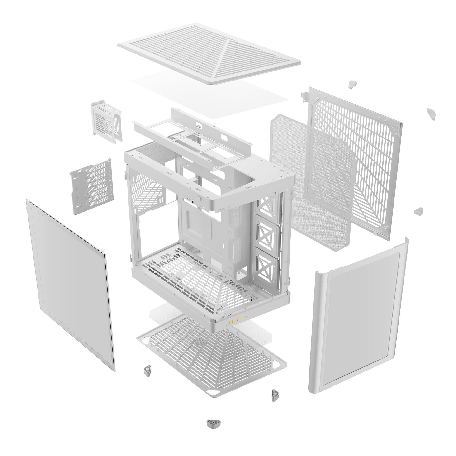 Alt View 7. GAMDIAS - NESO P1 White/White Dual Chamber ATX pc case trapezoidal, horizontal or vertical orientation, Fits GPU 426mm. - White.