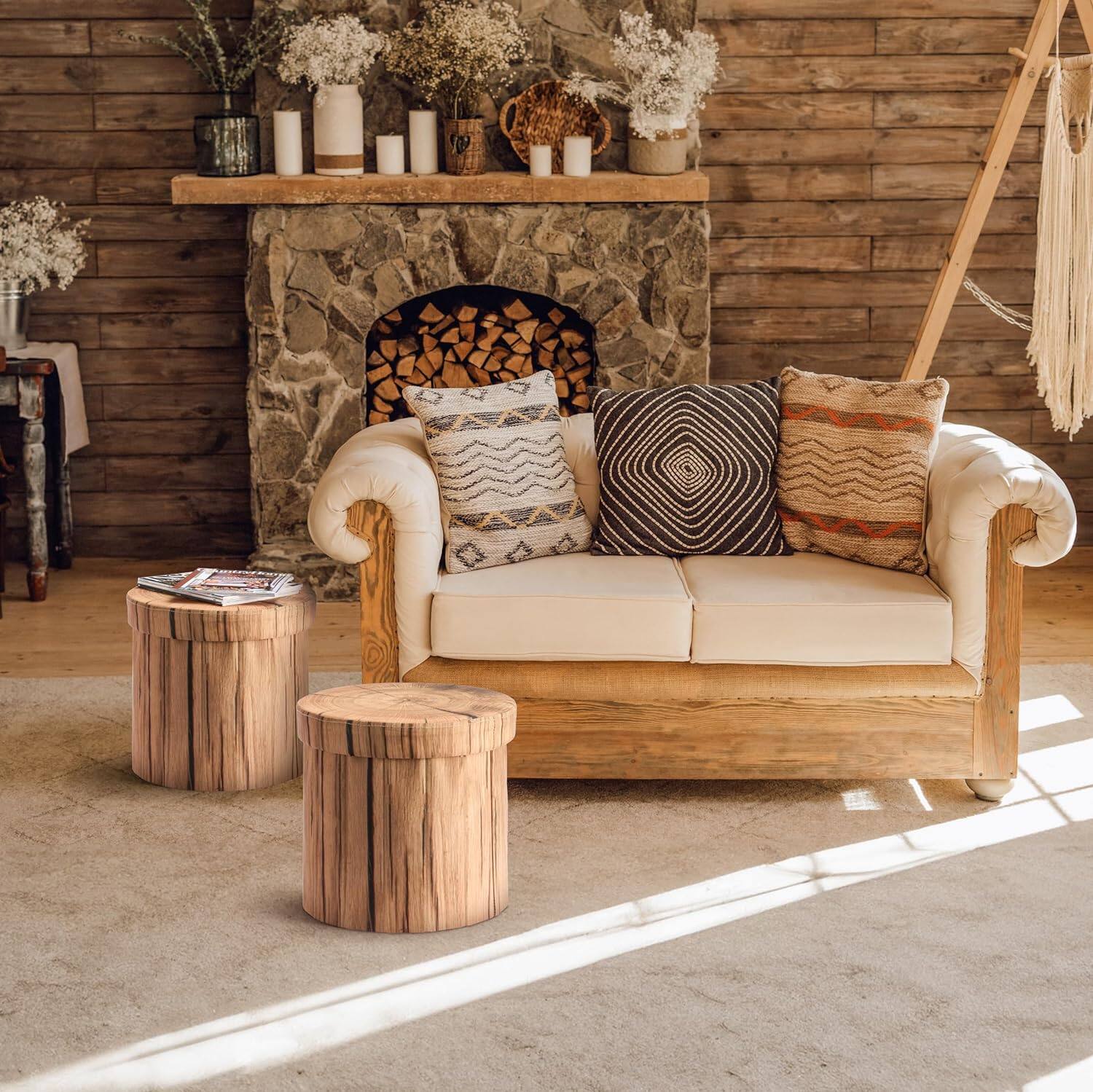 Alt View 3. Sorbus - Sorbus Tree Stump Stool, Storage Ottoman 15 Inch Fake Tree Stumps Log Stool Storage, Artificial Tree Trunk, Foot Rest - Brown.