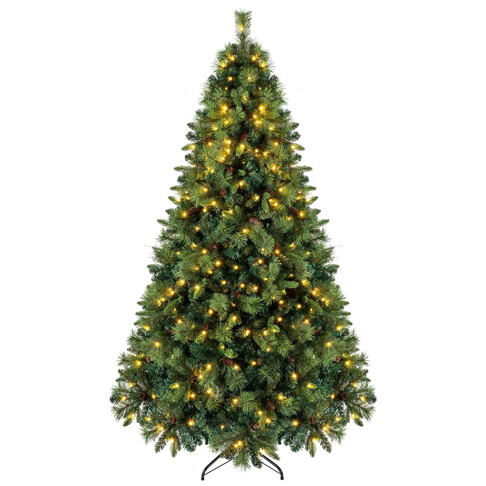Alt View 1. Costway - Costway 7 FT Balsam Fir Christmas Tree with 1312 Branch Tips, 82 Pine Cones, 400 LED Lights - Green.