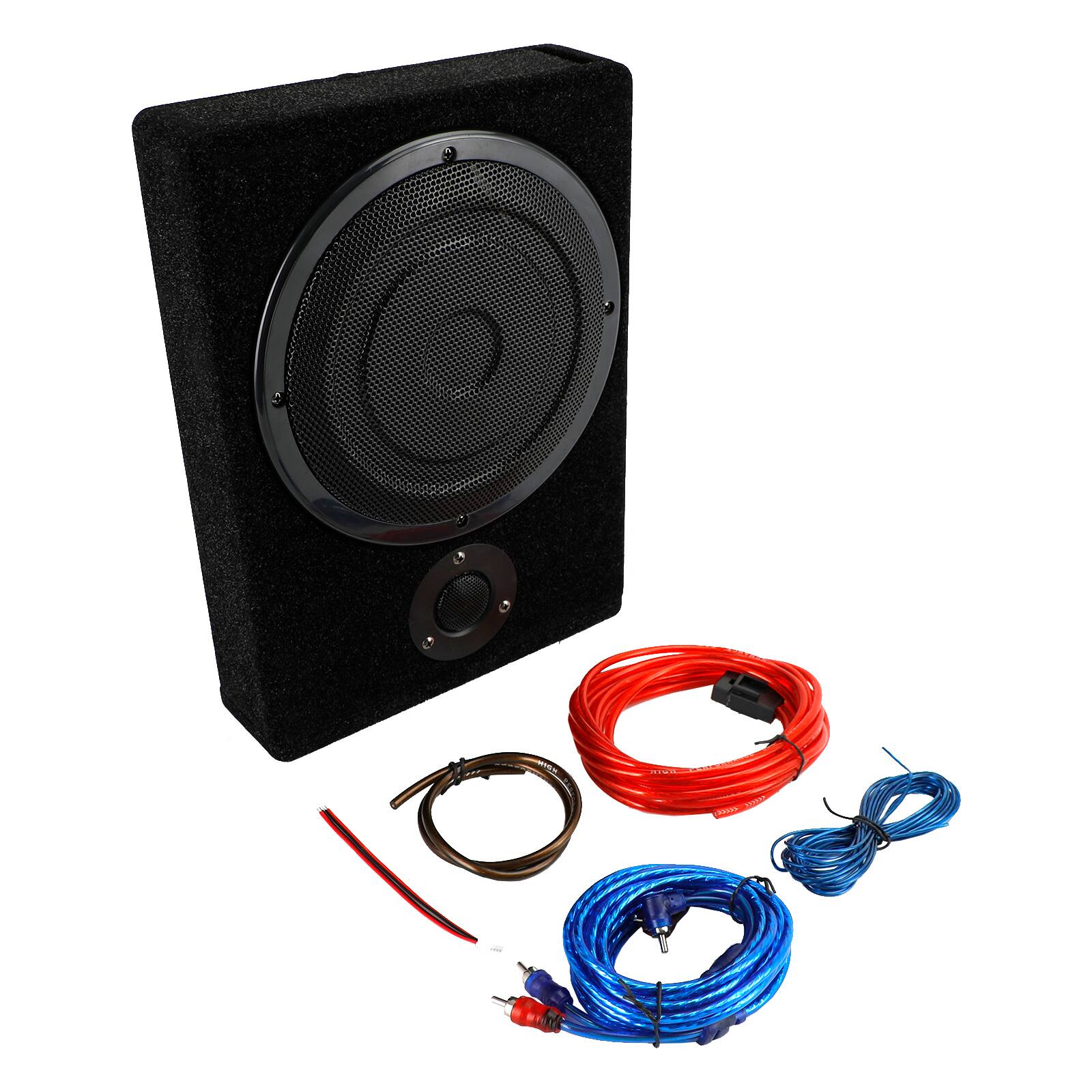 Alt View 8. Topteng - 8" 600W Under-Seat Powered Car Subwoofer - Slim Amplified Enclosure, 12V, w/ Wiring Kit, for Compact Vehicles.