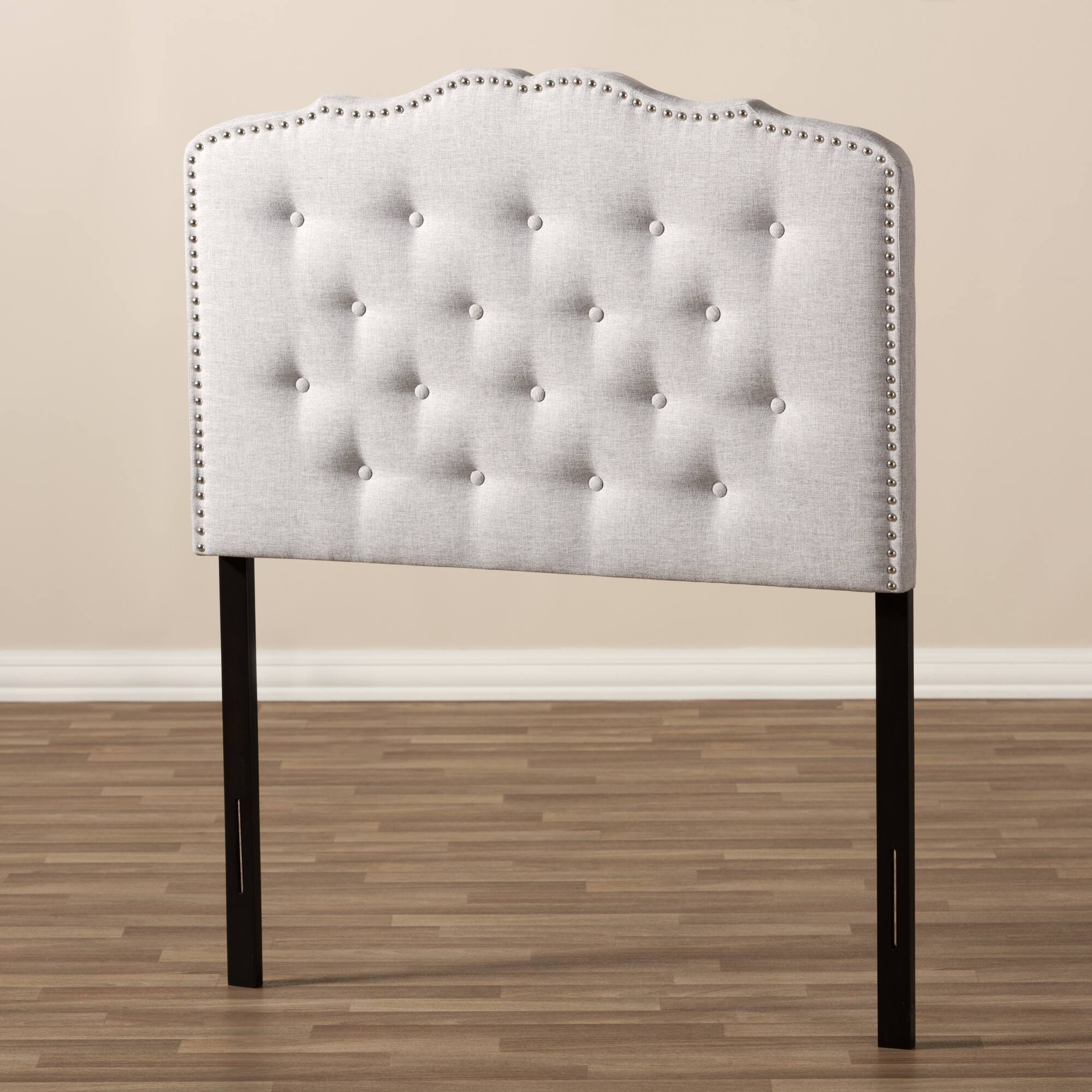 Alt View 1. Baxton Studio - Lucy Modern and Contemporary Fabric Twin Size Headboard - Greyish Beige.