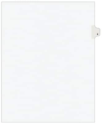 Front. Avery - Legal Pre-Printed Paper Dividers, Side Tab #6, Style, Letter Size, 25/Pack - White.