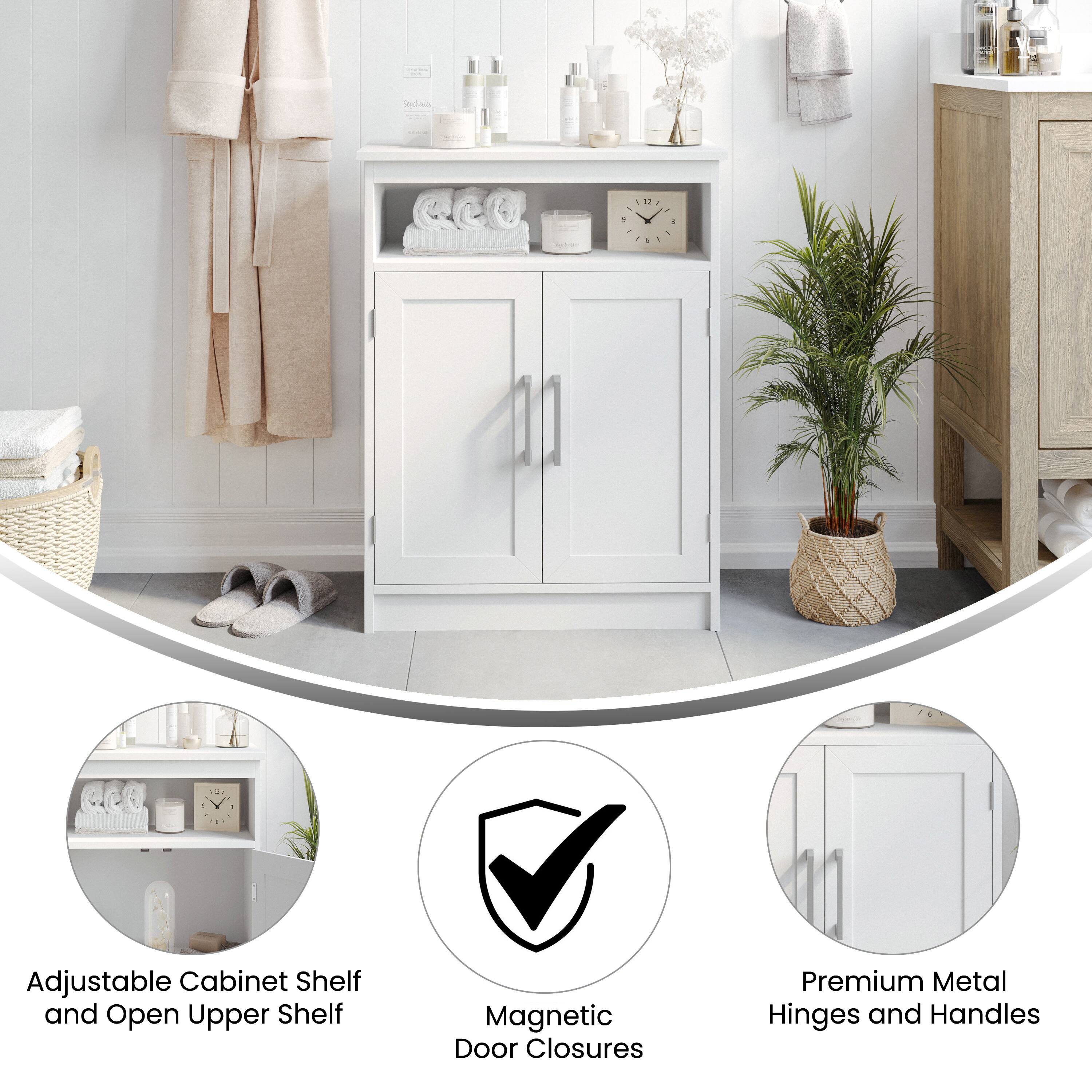 Adjustable Cabinet Shelf and Open Upper Shelf  
Magnetic Door Closures  
Premium Metal Hinges and Handles