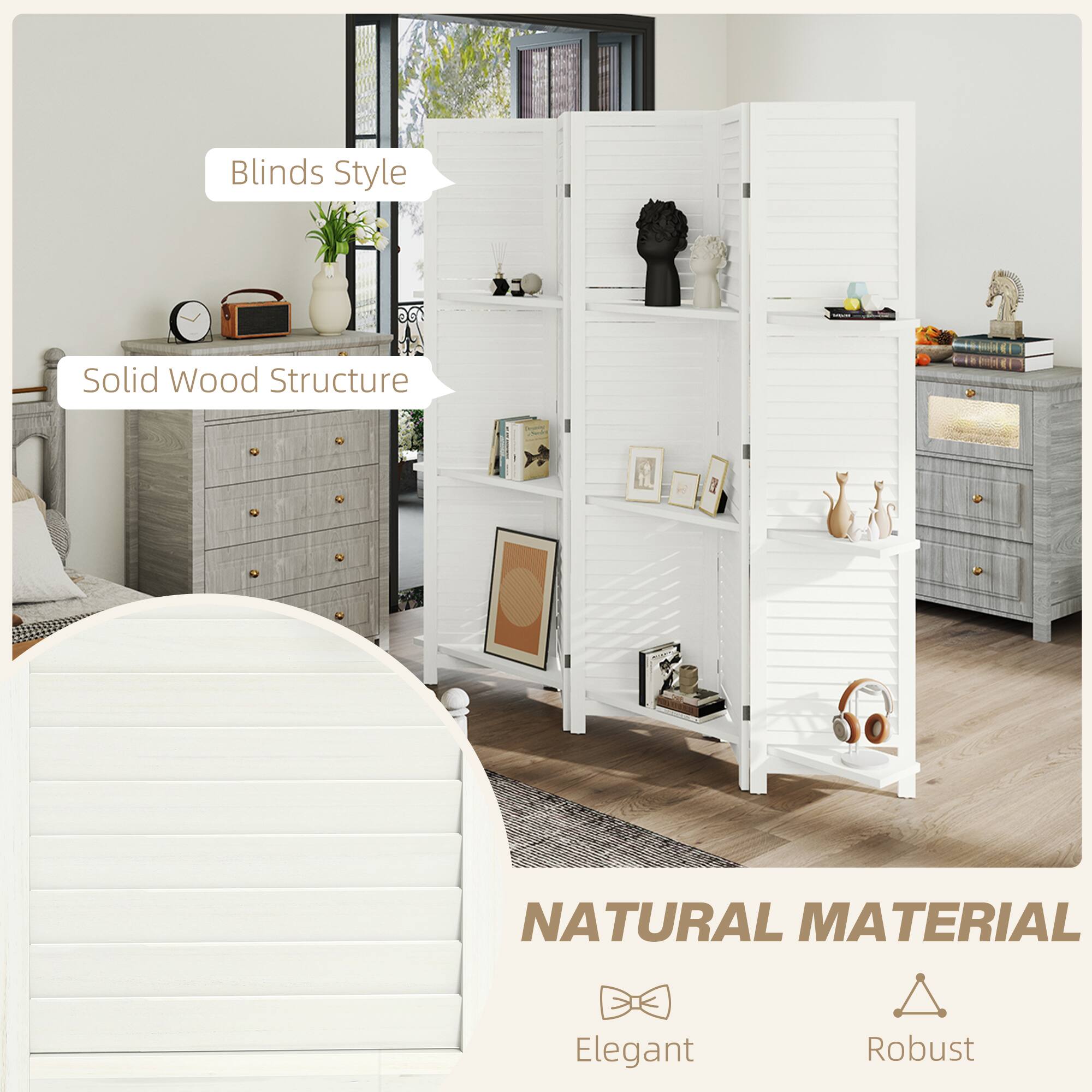 Blinds Style, Solid Wood Structure, NATURAL MATERIAL, Elegant, Robust