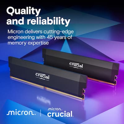 Crucial Pro OC Gaming 64GB (2x32GB) DDR5 6400MHz C40 UDIMM Intel Crucial Pro OC Gaming 64GB (2x32GB) DDR5 6400MHz C40 UDIMM Intel