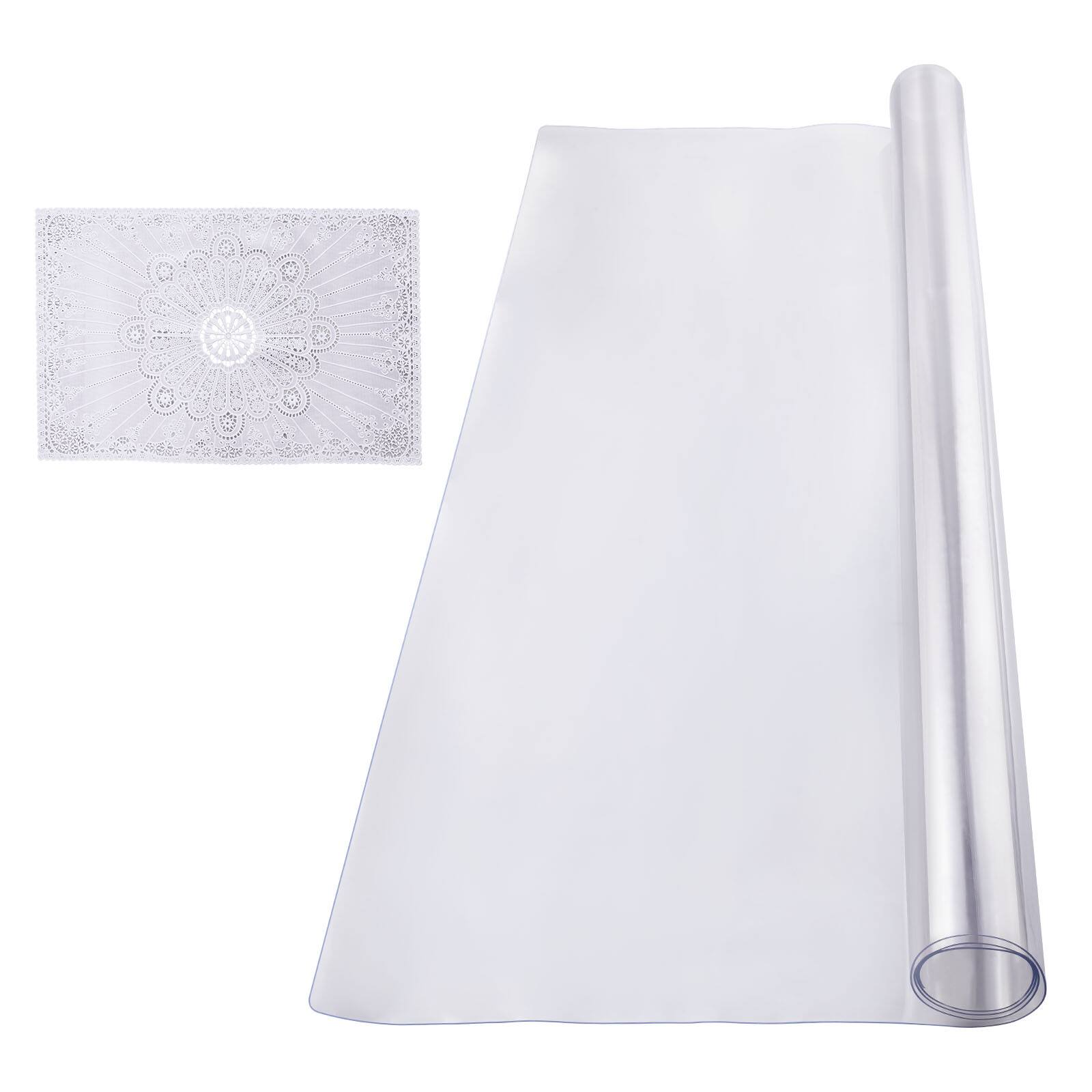 Alt View 5. VEVOR - Plastic Table Cover, 30 x 60 Inch 1.5 mm Thick Clear Table Protector, Rectangle PVC Desk Mat - Transparent.