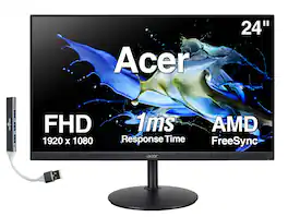 Acer - 24" FHD IPS Monitor, 1ms Response Time, Anti-Glare, AMD FreeSync, Built-in Speakers, HDMI & DKZ Hub - Black