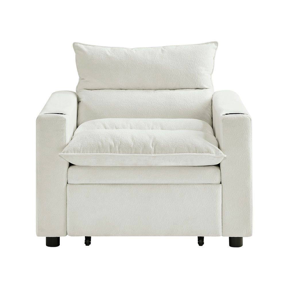 Alt View 5. Kadyn - 3-in-1 Convertible Sleeper Sofa Chair Bed, Adjustable Pullout Velvet Sofa for Small Spaces - Beige.