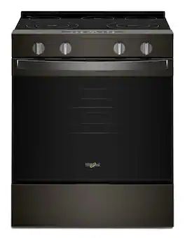 Whirlpool - 30 in. Wide 5 element 5.3 cu. ft. Slide-In Electric Range with No Preheat and Slow Cook Modes - Black-on-Stainless