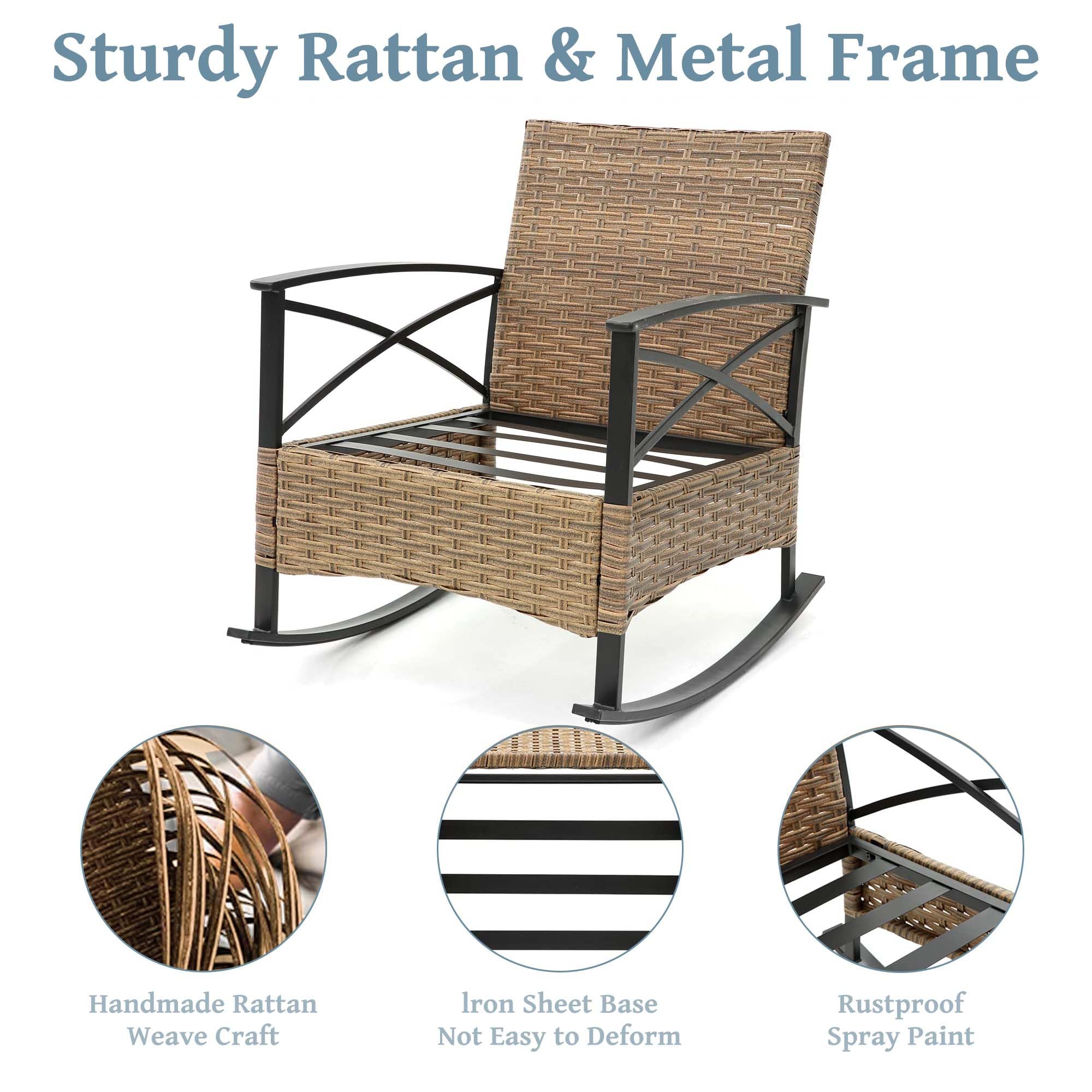 Sturdy Rattan & Metal Frame

- Handmade Rattan Weave Craft
- Iron Sheet Base Not Easy to Deform
- Rustproof Spray Paint