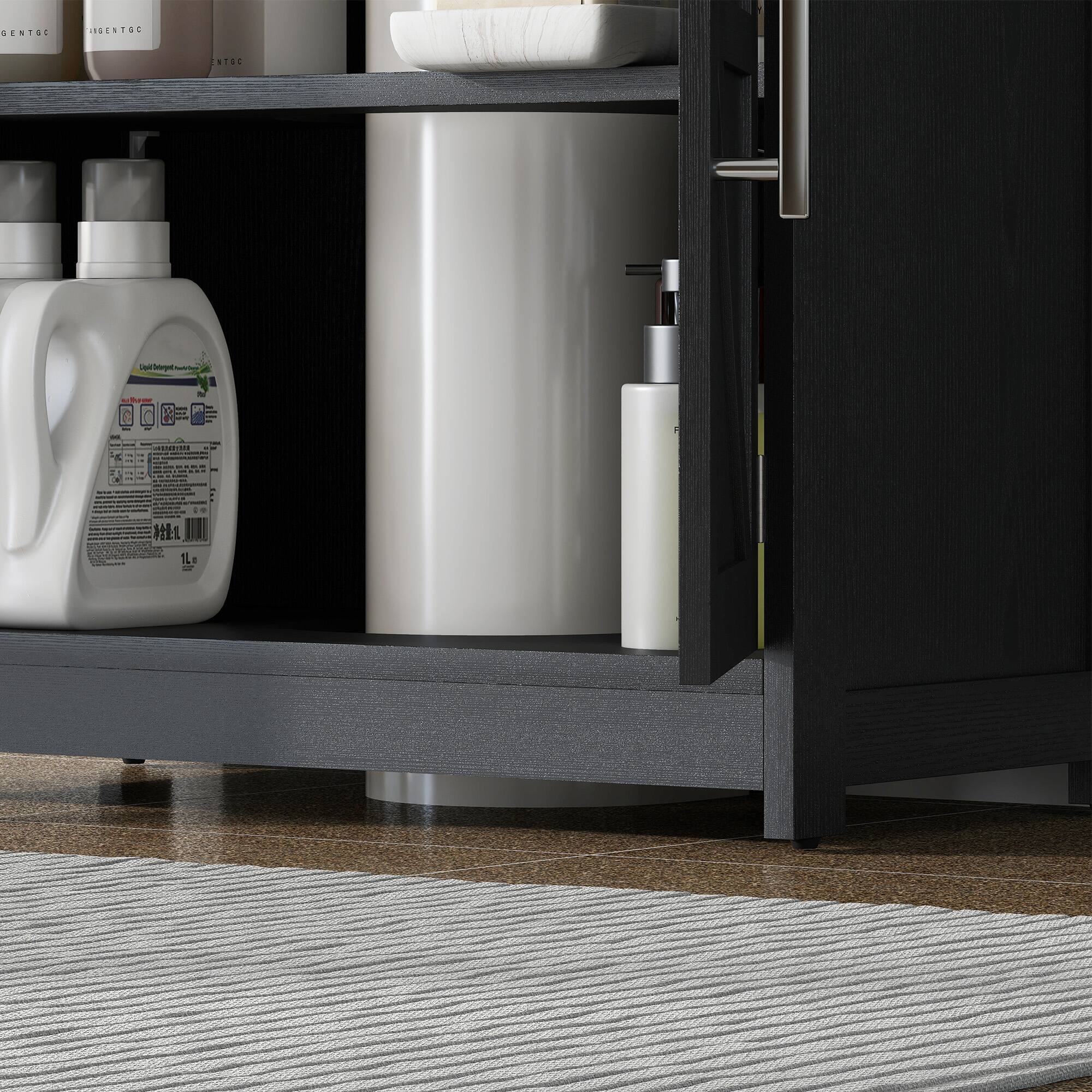 The text on the image appears to be a mix of characters and symbols that are not clearly legible. However, based on the context and the visible labels, here is a corrected and grouped version:

**Top Shelf:**
- AGENTOC
- AGENTOC

**Middle Shelf:**
- Liquid Laundry Detergent
- 1L e

**Bottom Shelf:**
- (Various labels and symbols, not clearly legible)

The text seems to be a mix of product labels and possibly some decorative or brand-related text. The detergent bottle label is the most readable part.