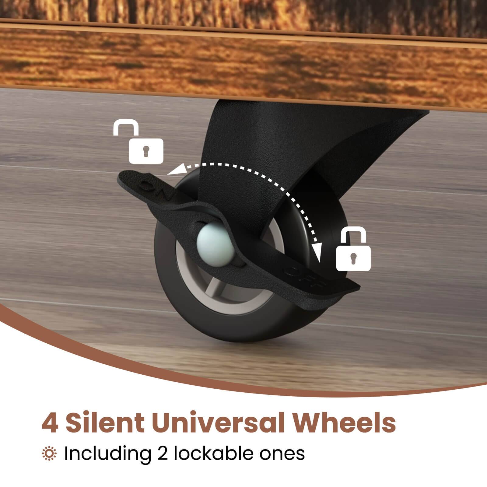 4 Silent Universal Wheels Including 2 lockable ones