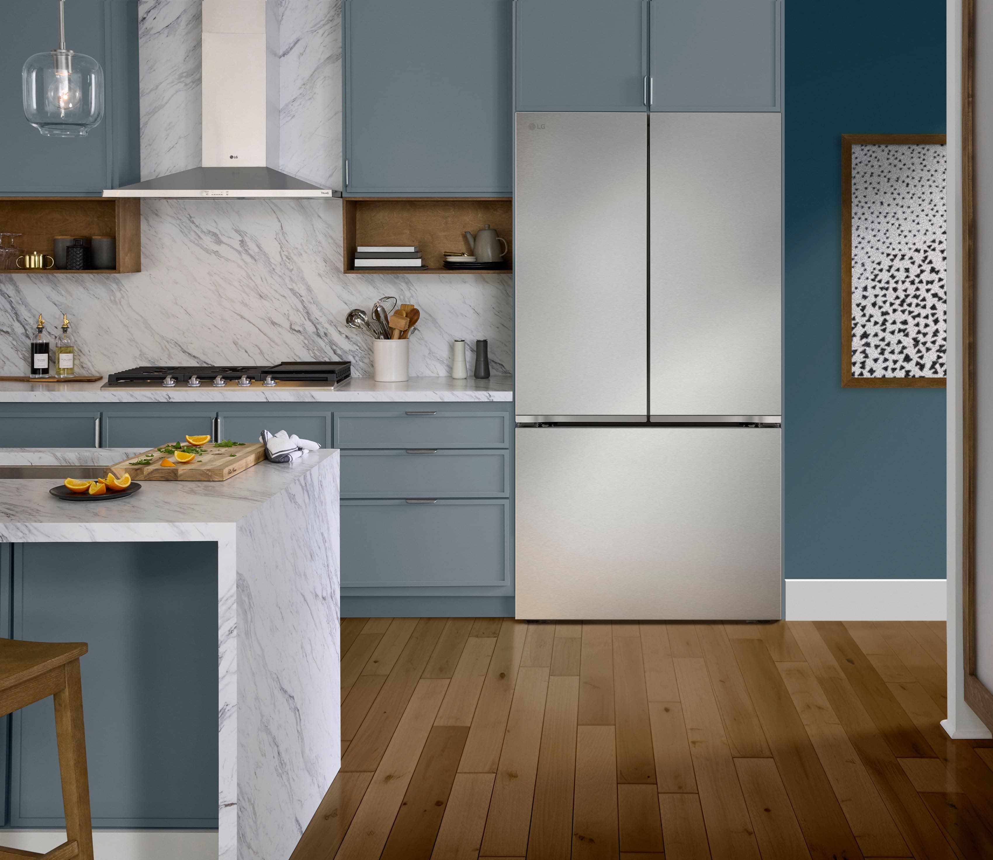 Alt View 20. LG - Counter-Depth MAX 25.1 Cu. Ft. French Door Smart Refrigerator with Zero Clearance Hinge System - PrintProof Stainless Steel.