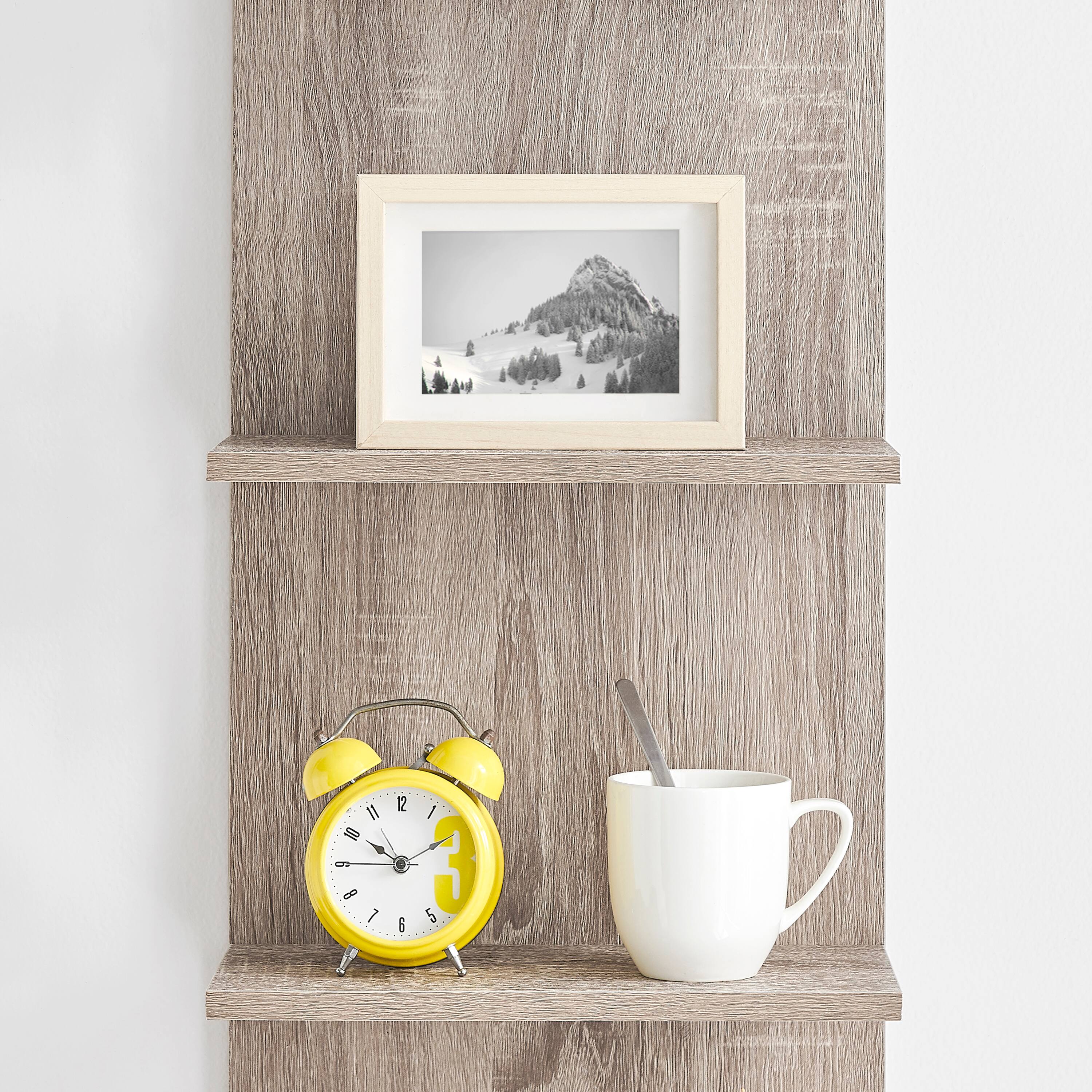 Alt View 2. Danya B - Five Tier Wide Column Wall Shelf - Weathered Oak - Weathered Oak.