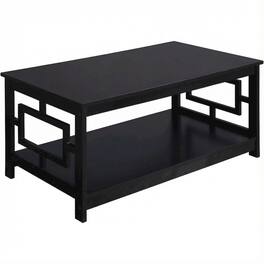 FurniFact - Coffee Table MDF with Storage Shelf and Multi-Finish Options - Black