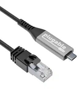 Plugable - USB-C to Gigabit Ethernet Adapter 2 Meter Cable - Black