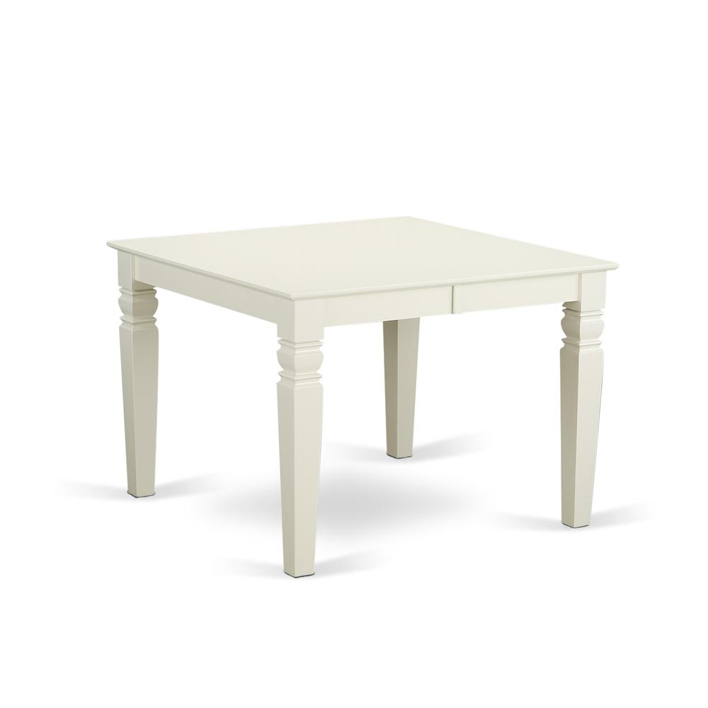 Angle. East West Furniture - Dining Room Set Linen White - Brown.