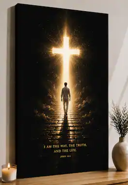 FC Design - Large The Way, The Truth, and The Life Wall Art Canvas Print 24x36" Christian Cross Scripture Home Decor - MultiColor