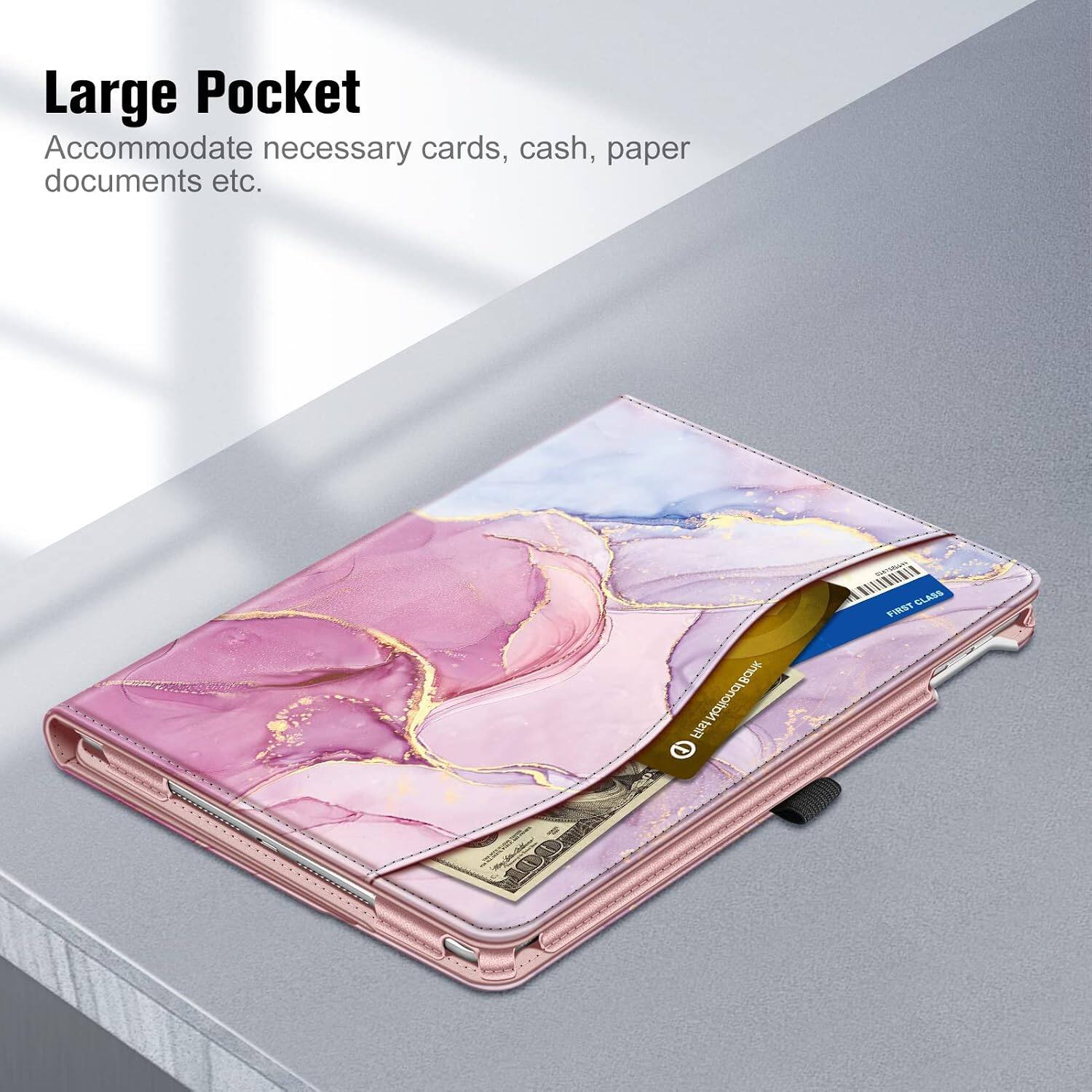 Large Pocket  
Accommodate necessary cards, cash, paper documents etc.