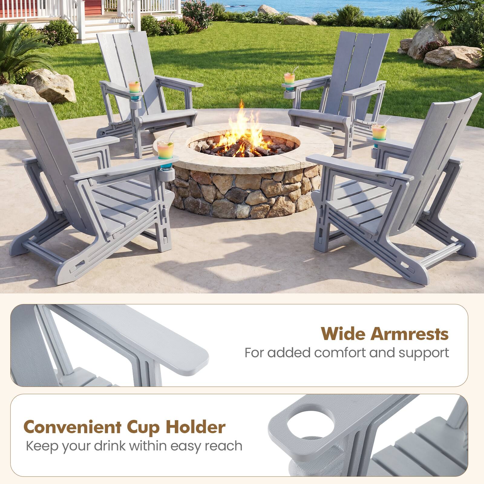Wide Armrests  
For added comfort and support  

Convenient Cup Holder  
Keep your drink within easy reach