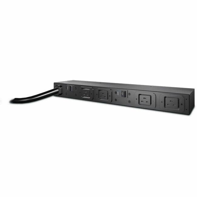 Front. APC - APC NetShelter Basic Rack PDU, 1U, 30A, 208V, 4 C19 outlets - Basic - NEMA L6-30P - 4 x IEC 60320 C19 - 200 V, 208 V - Black.