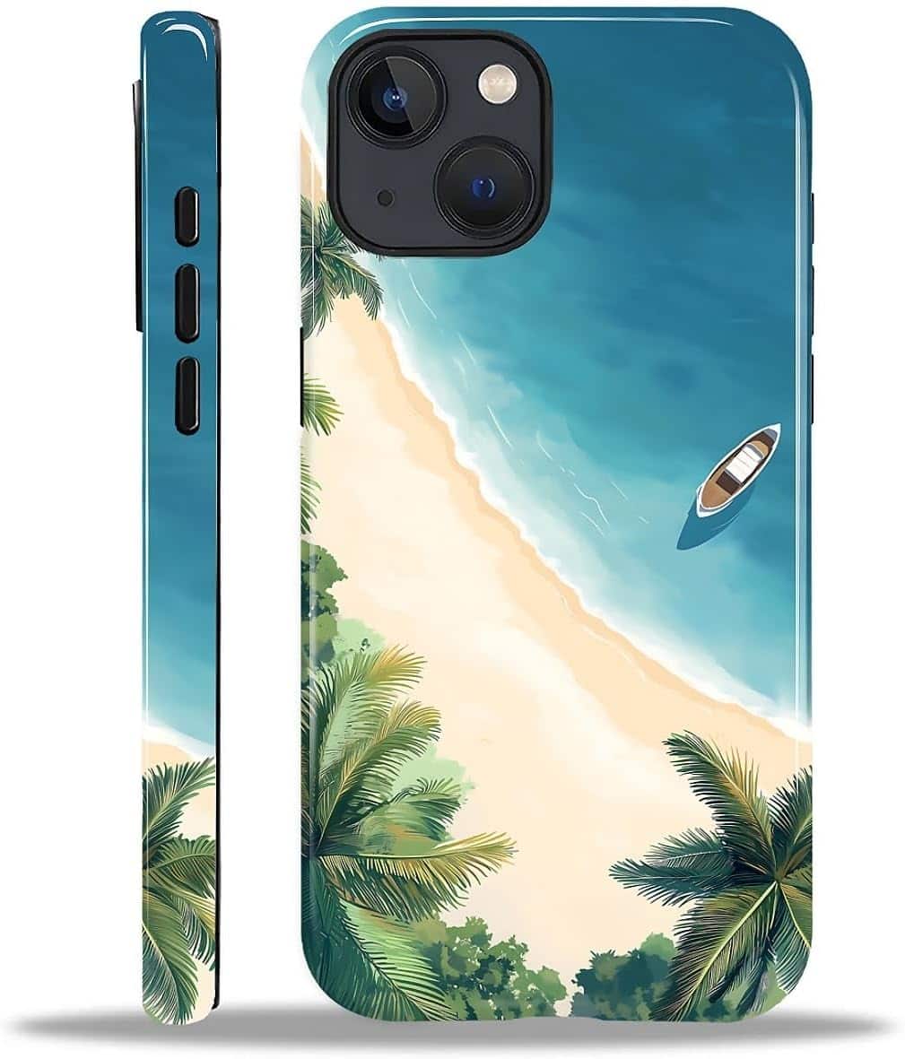 BUBM - Smartphone Case for iPhone 14 Plus - 2-Layer Durable Smartphone Protection Case - Summer Beach
