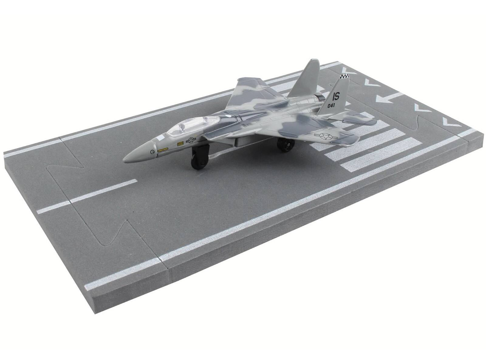 Alt View 2. Runway24 - McDonnell Douglas F-15 Eagle Fighter Aircraft Gray Camouflage "US Air Force" w/Runway Section Diecast Model by Runway24.