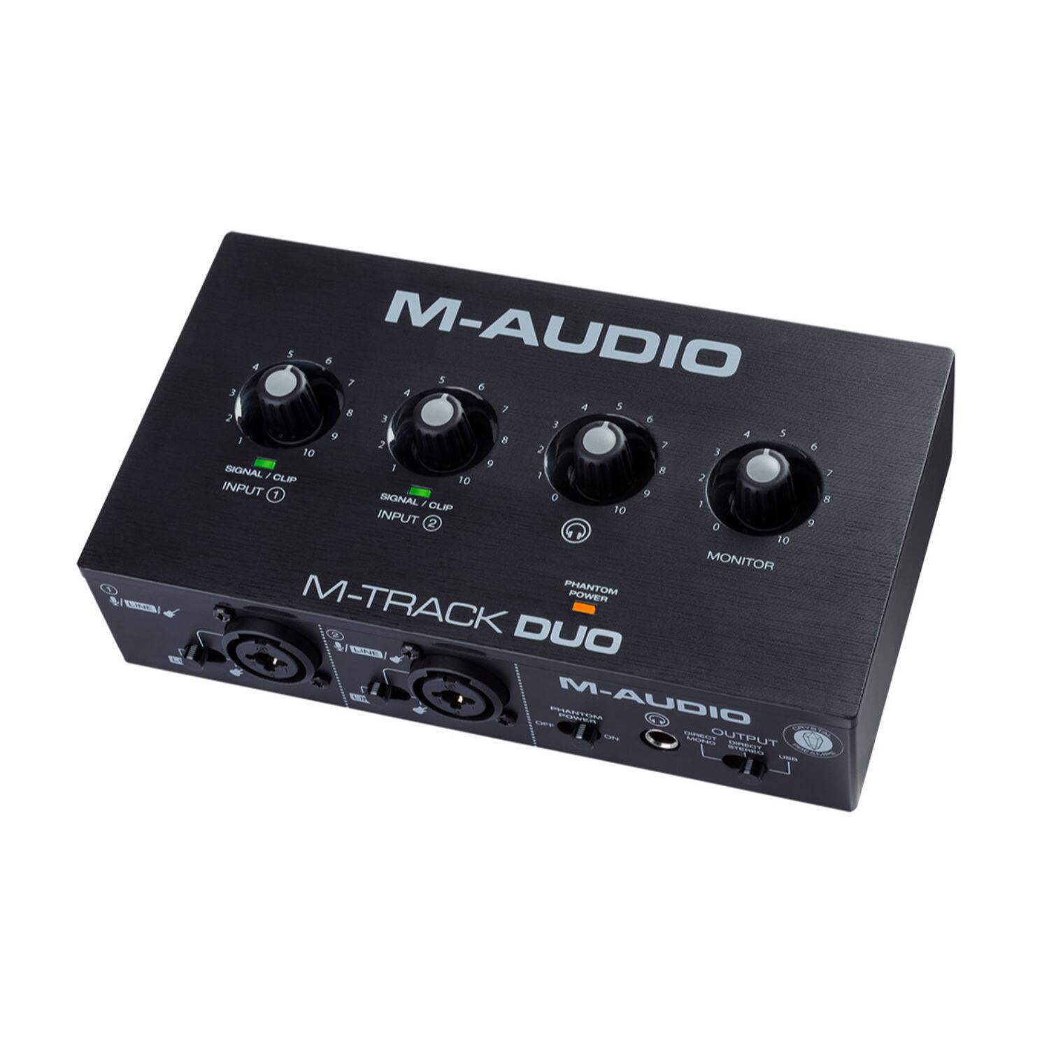 M-AUDIO  
M-TRACK DUO  

SIGNAL / CLIP  
INPUT 1  
INPUT 2  

MONITOR  

PHANTOM POWER  

OUTPUT  

INPUT 1  
INPUT 2  

MONITOR PHANTOM POWER