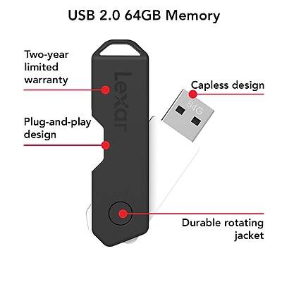 USB 2.0 64GB Memory

- Two-year limited warranty
- Plug-and-play design
- Capless design
- Durable rotating jacket