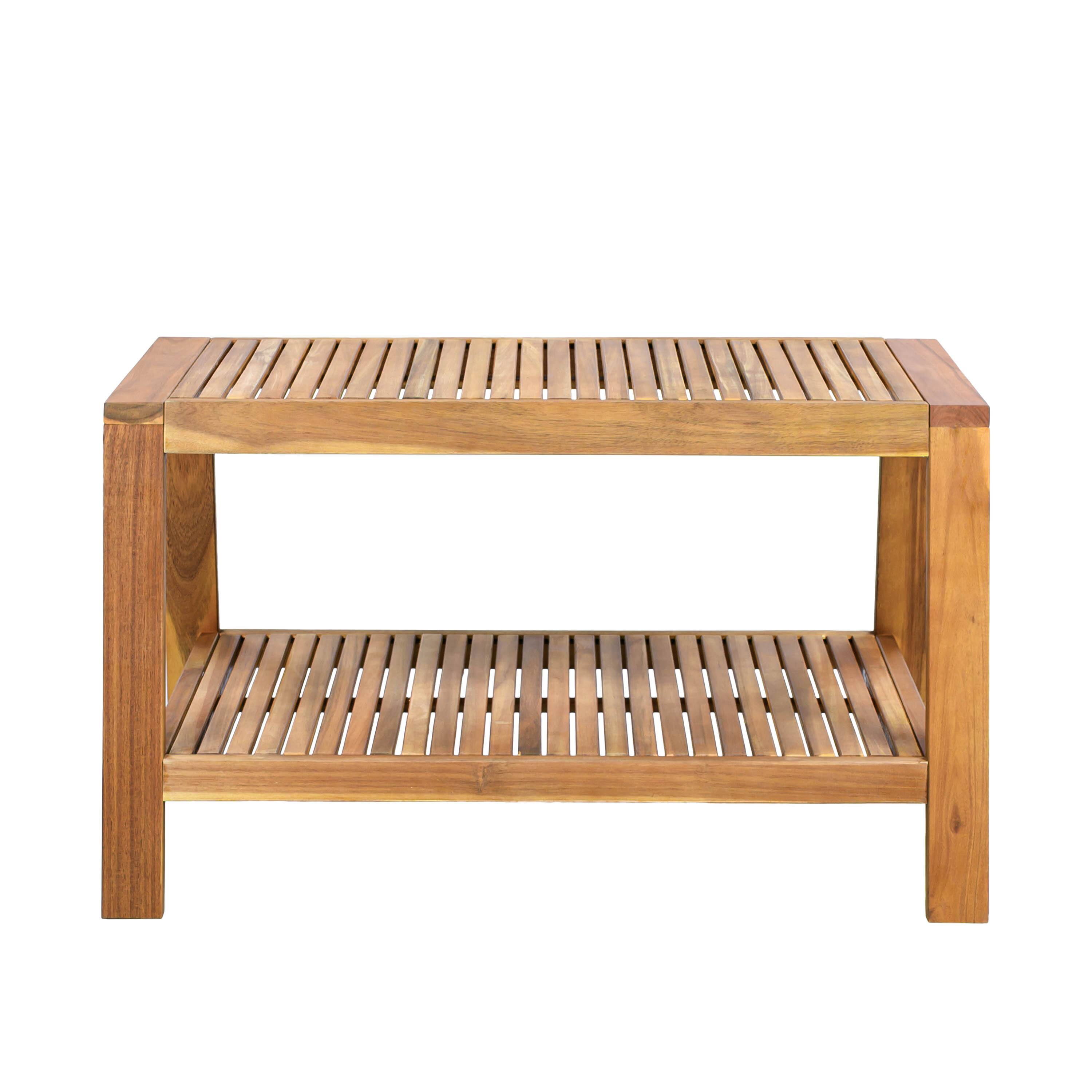 Alt View 5. Whisen - 2-Piece Outdoor Acacia Wood Conversation Set - Loveseat & Coffee Table with Water-Resistant Cushions - Red|Teak.