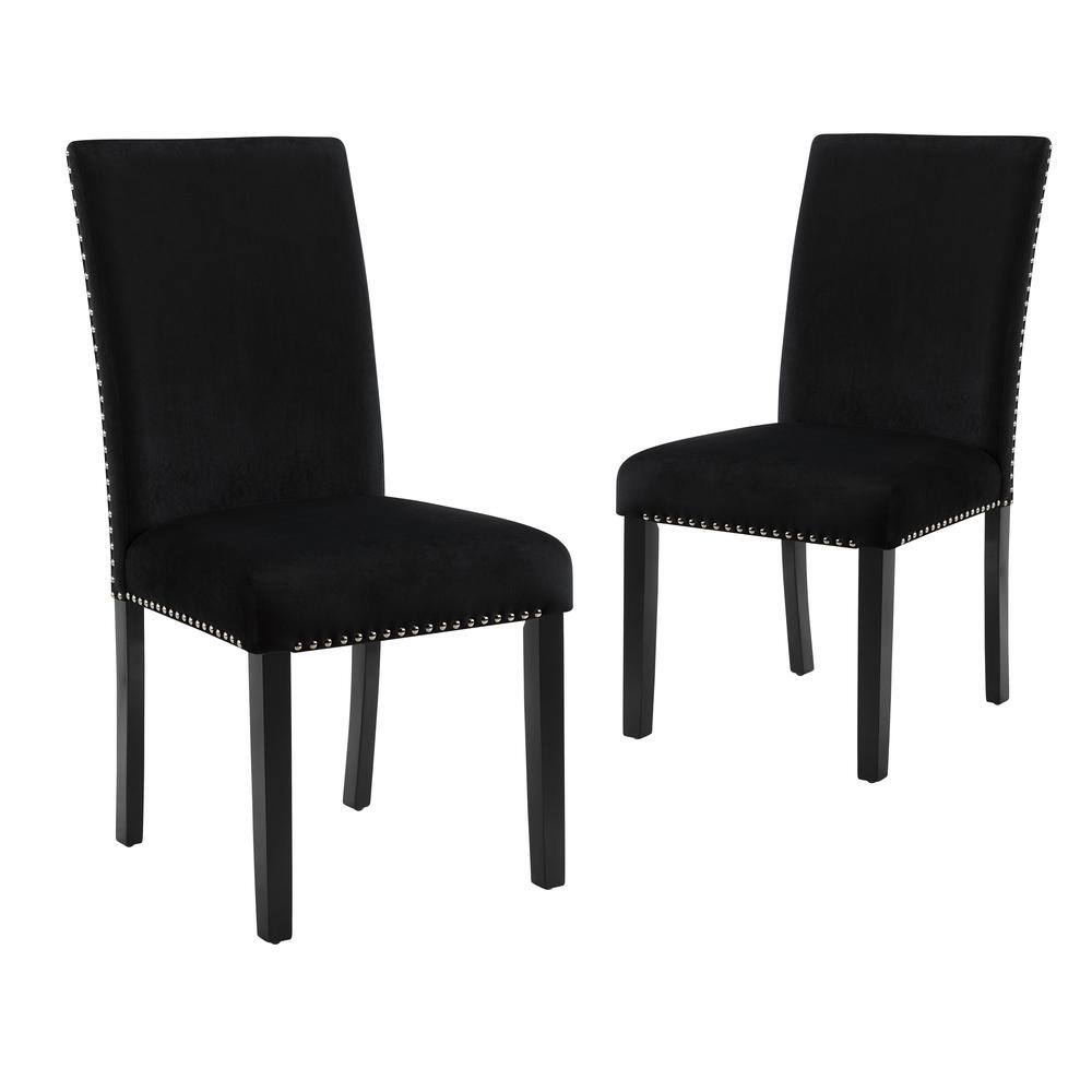 New Classic Furniture - Furniture 37.75" Velvet & Wood Dining Chair (Set of 2) - Black
