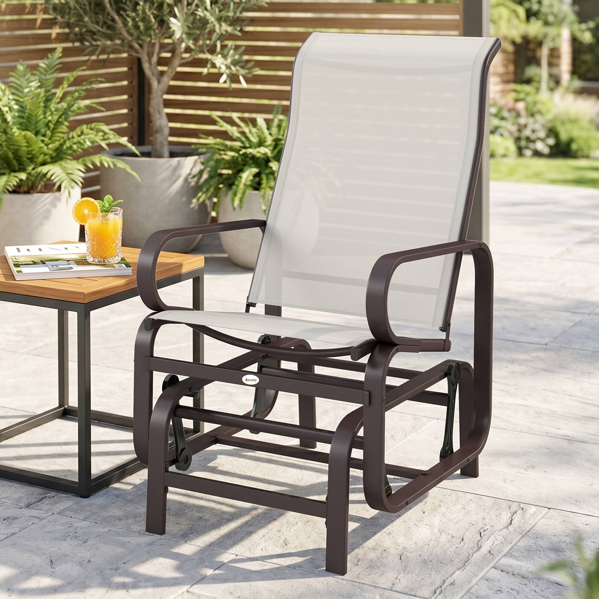 Alt View 1. Outsunny - Gliding Lounger Chair - Beige.