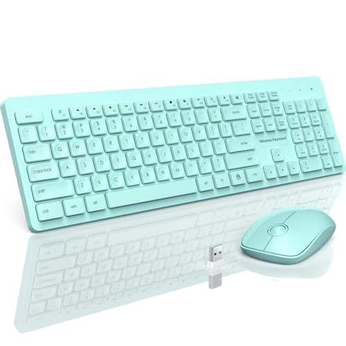 Reds Spade - and Mouse Comb 2 4G Ultra Slim Set Water Dropping Keycaps 12 Shortcuts for PC Laptop Windows XP 7 8 10 Vista - Green