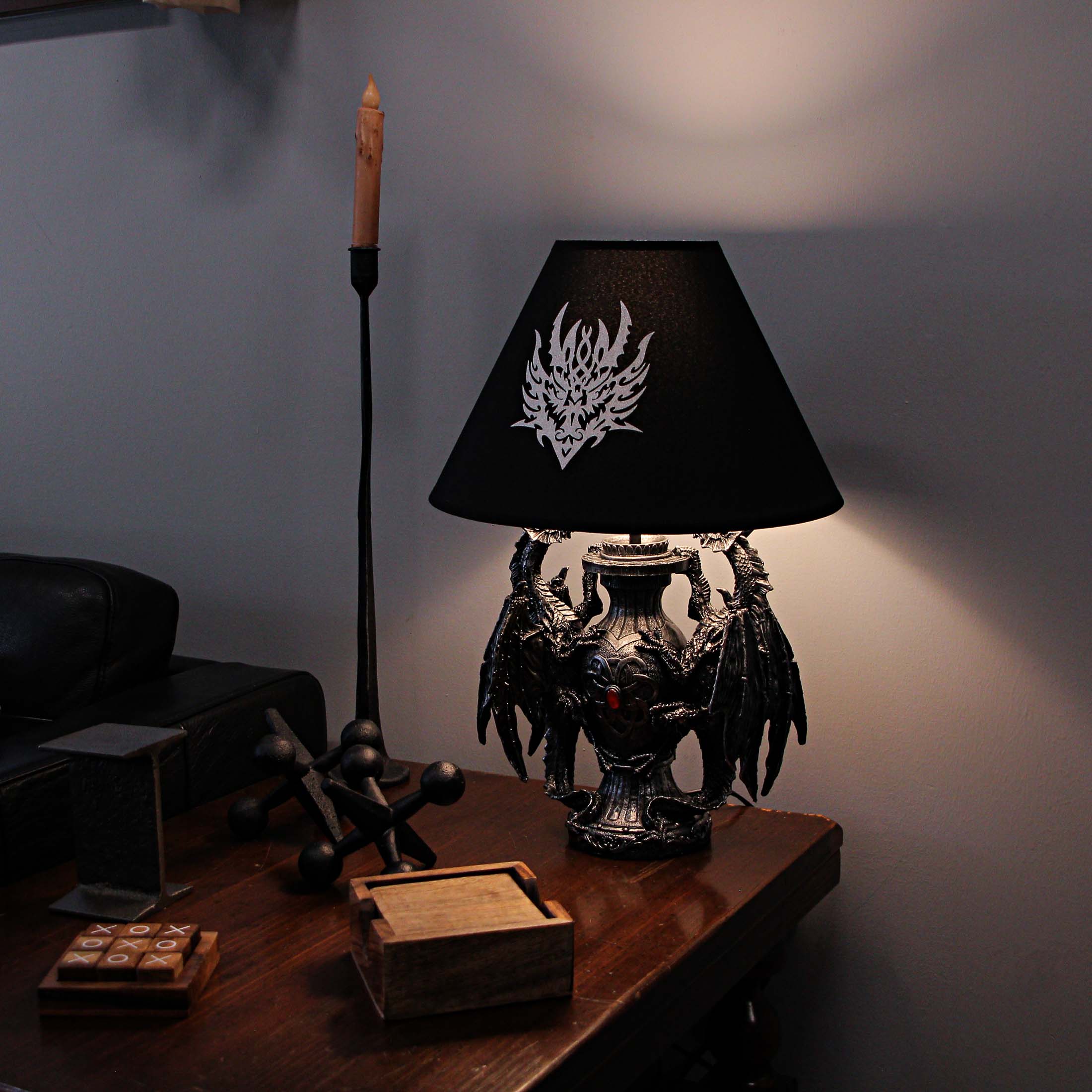 Alt View 3. Zeckos - Gothic Guardians of Light Medieval Dragons Table Lamp - Black.