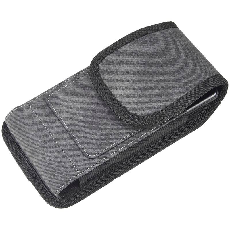 Alt View 3. LUXMO - LUXMO Large Horizontal Universal Phone Pouch with Dual Card Slots - Dark Denim Fabric - Gray.