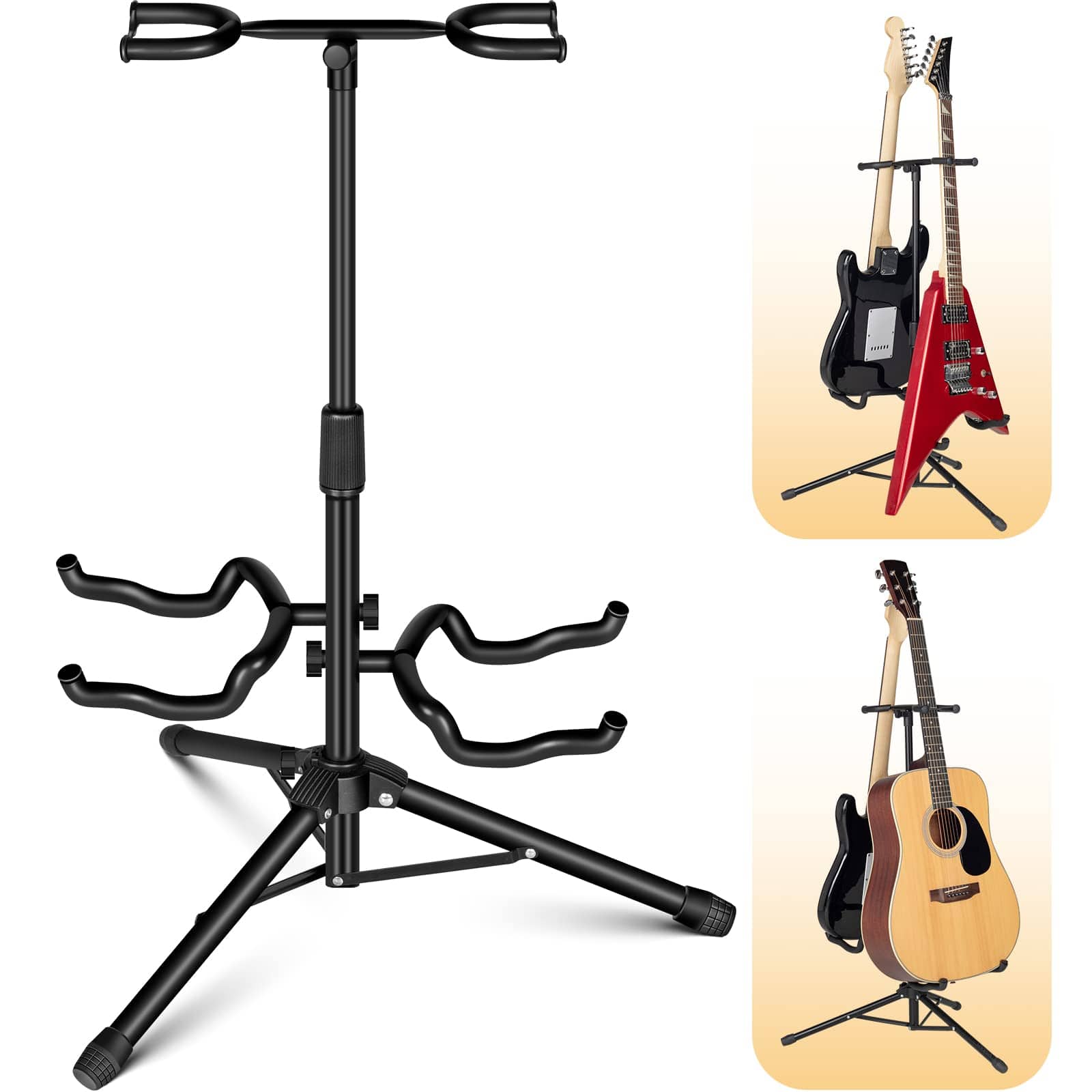 CAHAYA - Guitar Stand Double Guitar Stand with Neck Holder Floor Stand for Guitars Bass Holds 2 Guitars Together CY0321