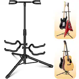 CAHAYA - Guitar Stand Double Guitar Stand with Neck Holder Floor Stand for Guitars Bass Holds 2 Guitars Together CY0321
