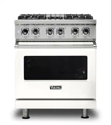 Front. Viking - 30-Inch Dual Fuel Freestanding Range - Pure White.