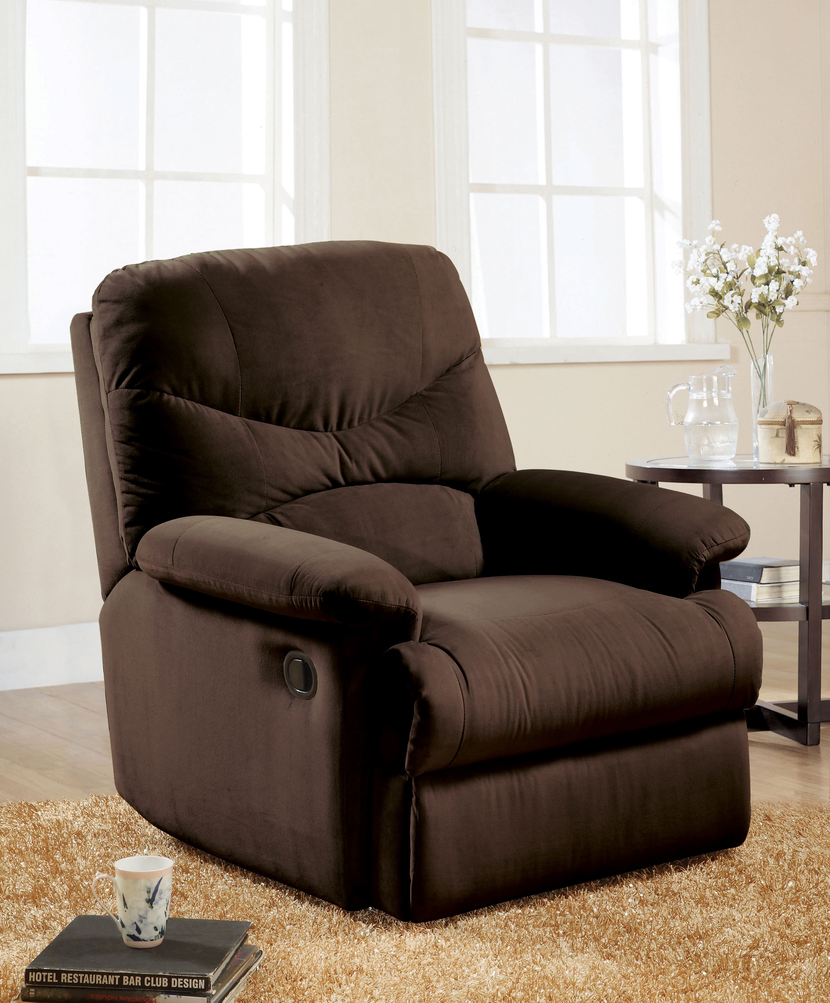 TinyHomie - Arcadia Microfiber Motion Glider Recliner - Chocolate