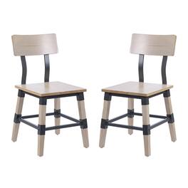 Emma + Oliver - 2 Pack Commercial Grade Rustic Antique Industrial Style Wood Dining Chair - Antique White