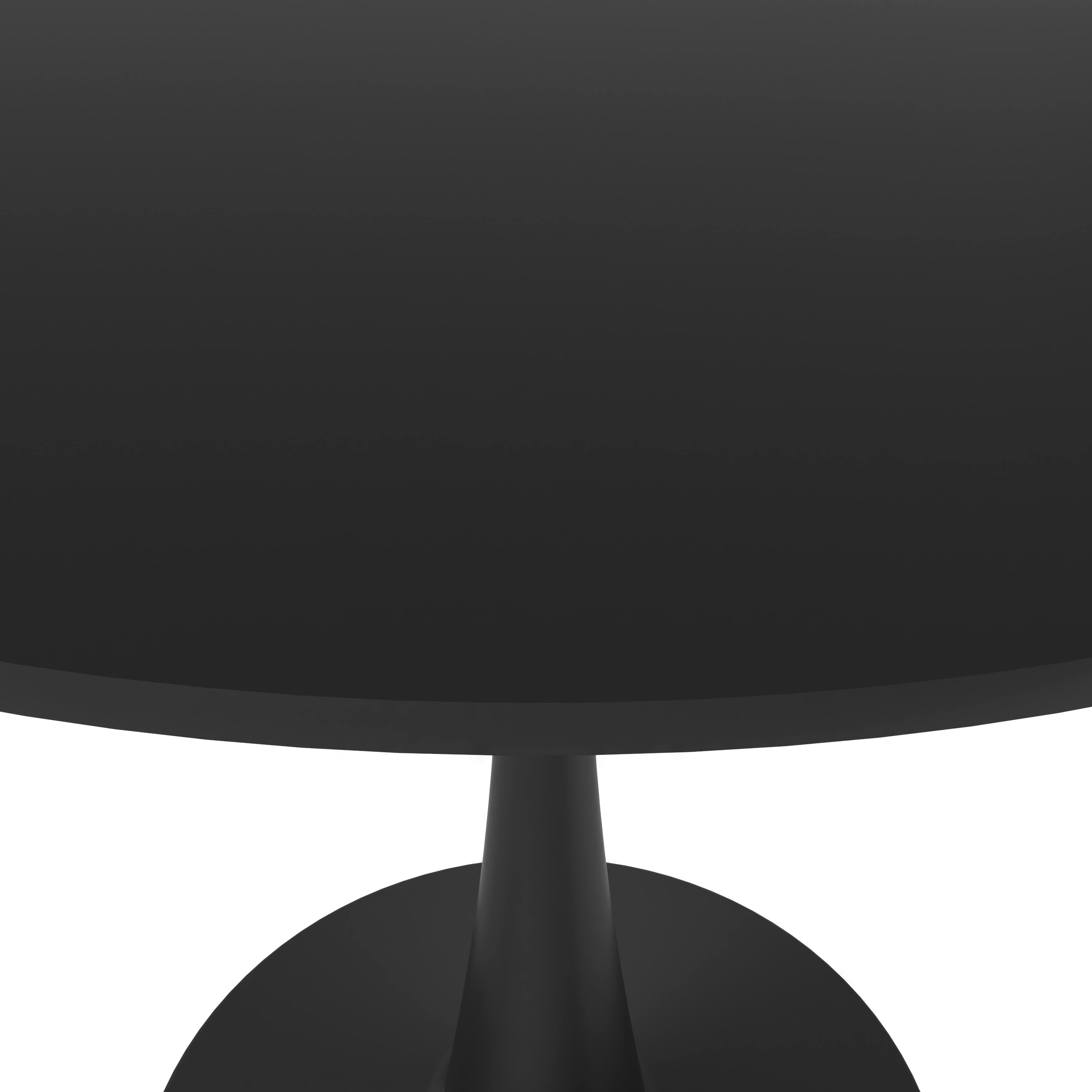 Alt View 4. LeisureMod - Bristol Contemporary 35" Round Glossy Dining Table - Minimalist Pedestal Wood & Metal Kitchen Table - MDF - Black.