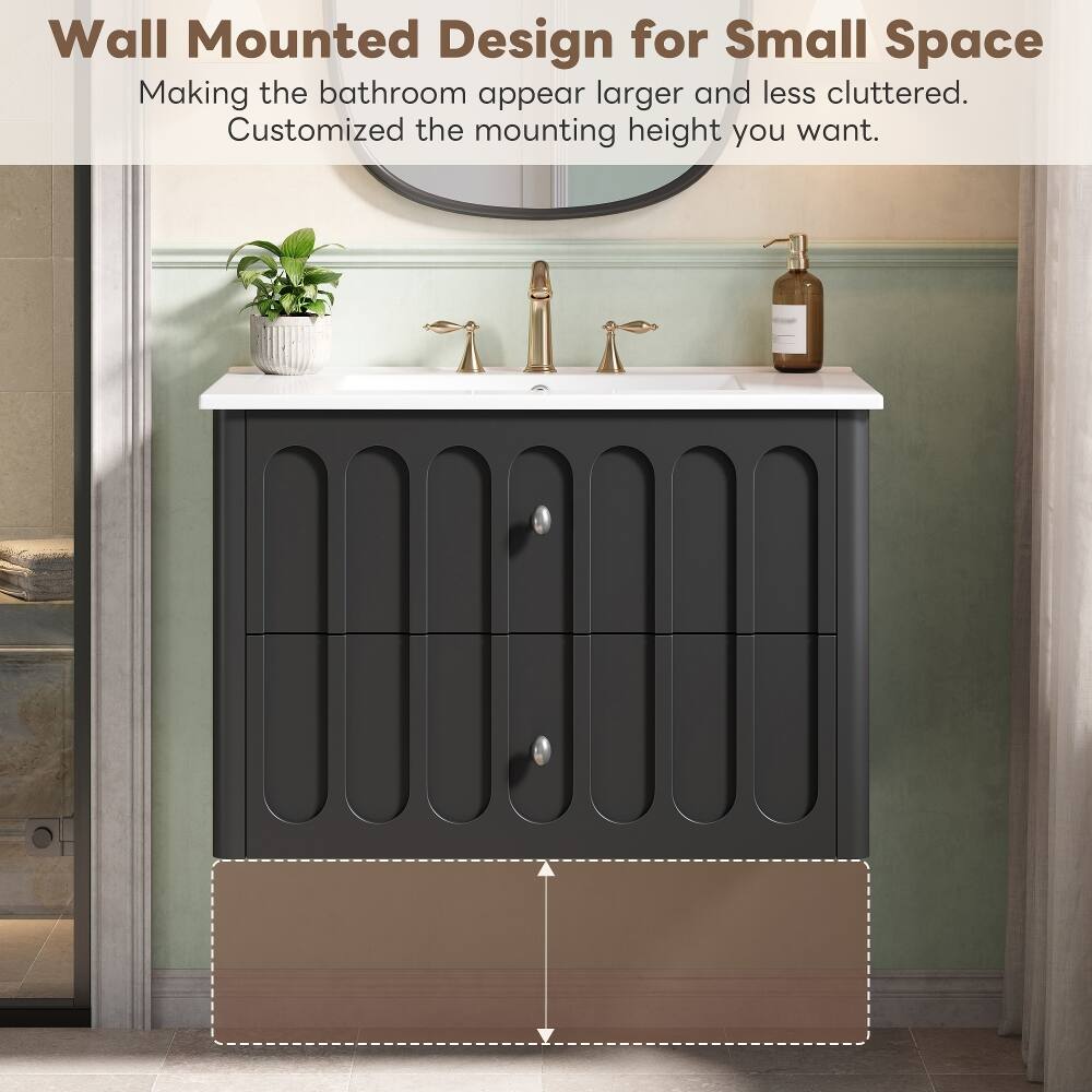 Wall Mounted Design for Small Space  
Making the bathroom appear larger and less cluttered.  
Customized the mounting height you want.
