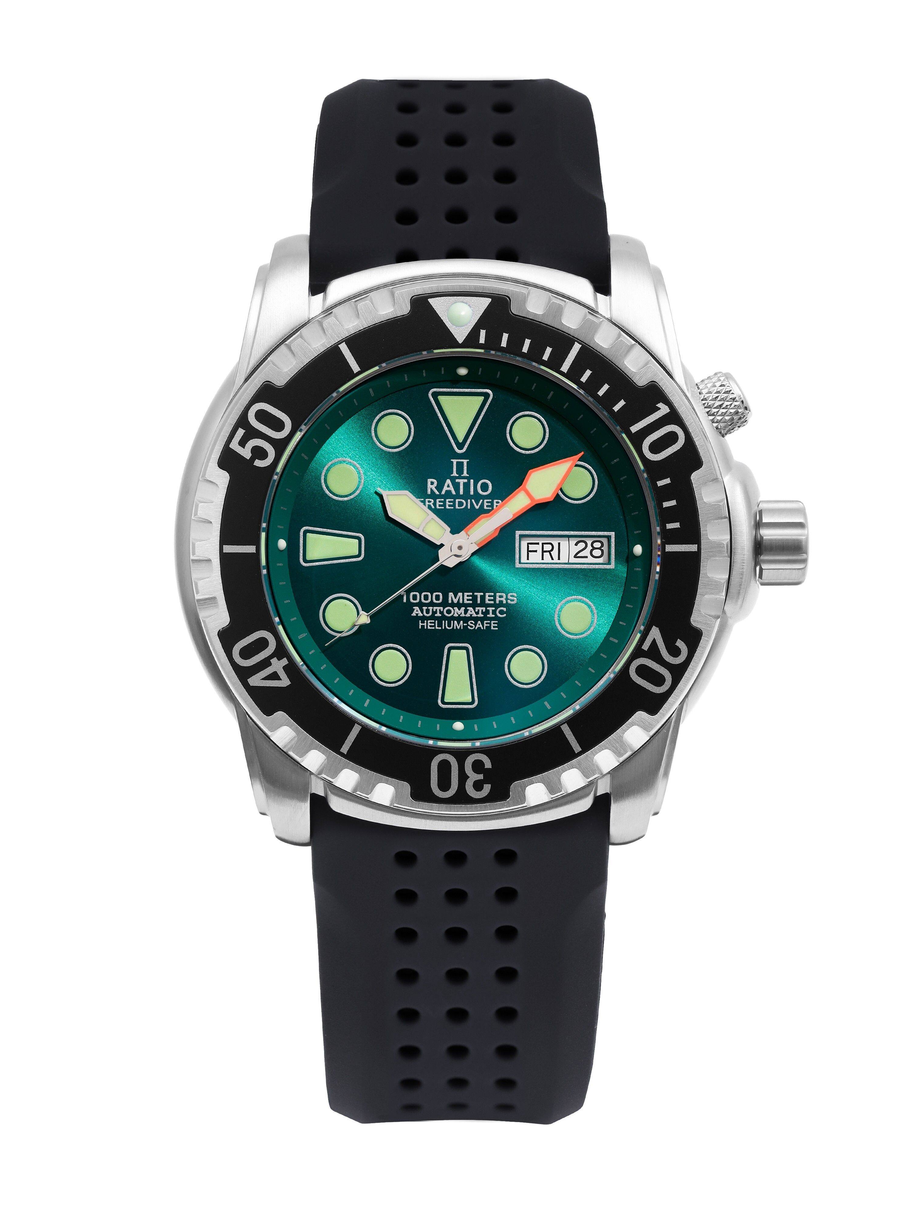 50 RATIO REEDIVE 10 FRI 28 40 1000 METERS AUTOMATIC HELIUM-SAFE 30 20