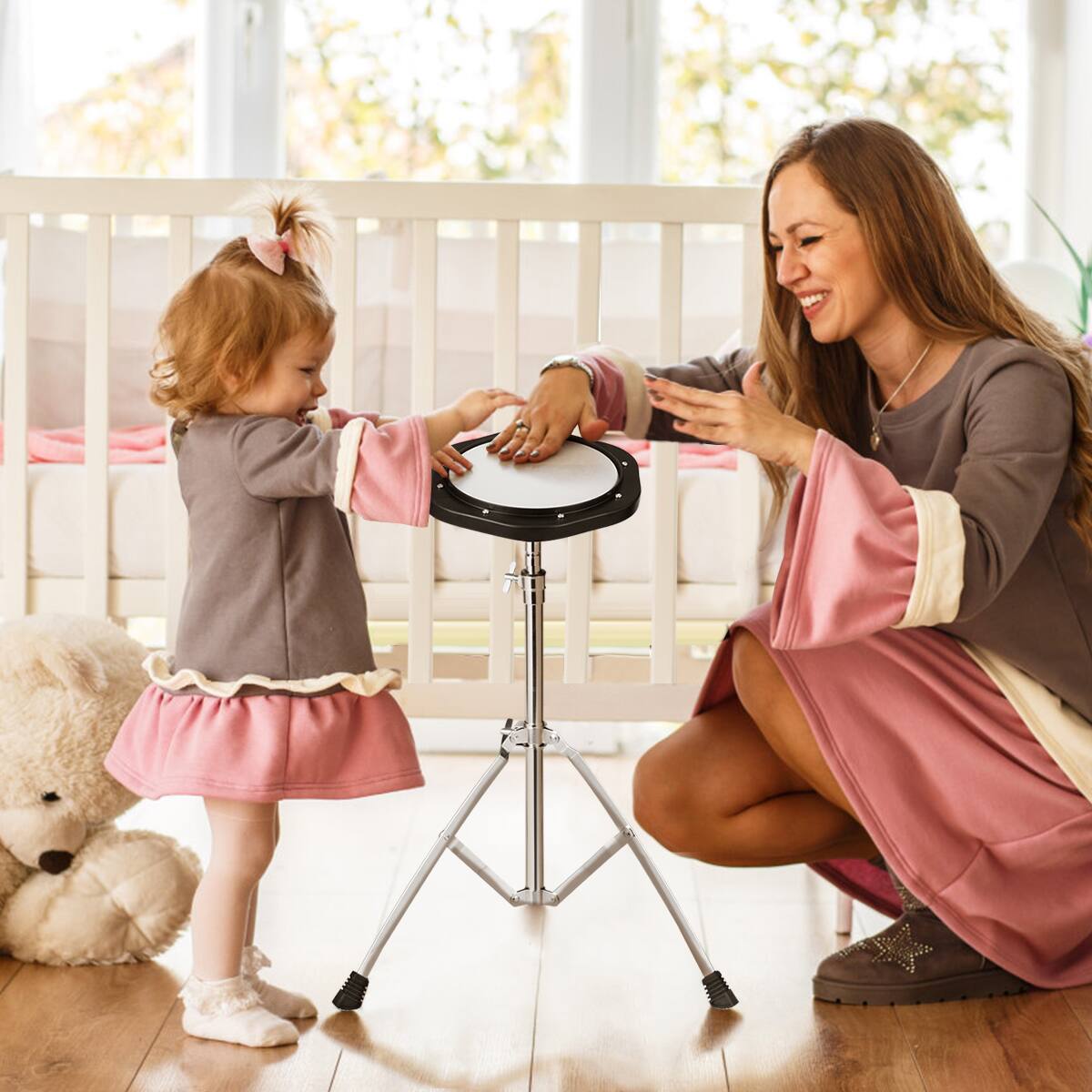 Alt View 1. Costway - Costway 30 Notes Percussion Glockenspiel Bell Kit with Practice Pad Mallets Sticks Stand - Black,Silver.