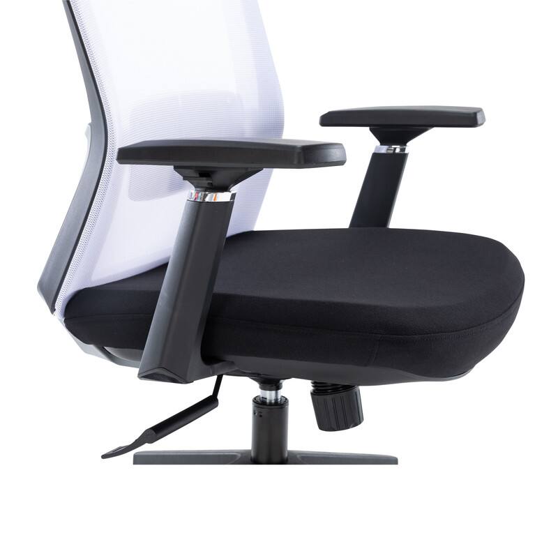 Alt View 6. LeisureMod - Ingram Mesh Office Desk Chair with Lumbar Support, Adjustable Arms & Swivel - White.