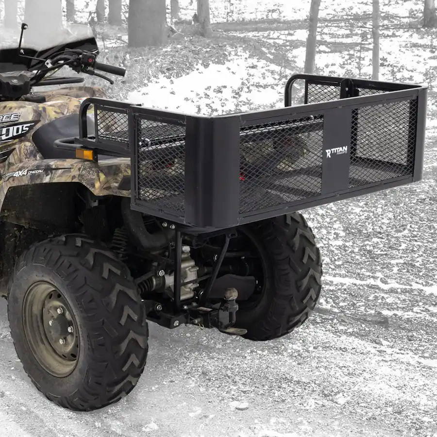 Atv Rear Drop Rack Titan Ramps Universal ATV/UTV Rear Drop Cargo Basket Rack with 150 lb ...