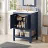 Whisen - 24" Modern Bathroom Vanity Cabinet with Sink Adjustable Shelf and Soft-Close Hinges Storage - Blue
